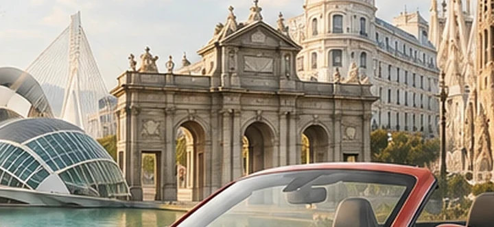 Illustrative Madrid car rental scene