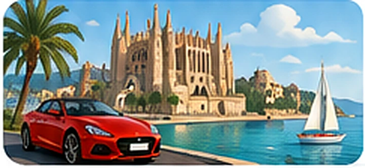 Arcade-style illustration of Palma de Mallorca